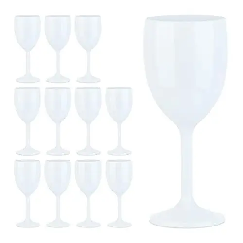 Produktbild: Relaxdays Weingläser Kunststoff 12er Set, bruchfest, BPA-frei, Mehrweg Cocktailgläser, Camping Kunststoffgläser, weiß