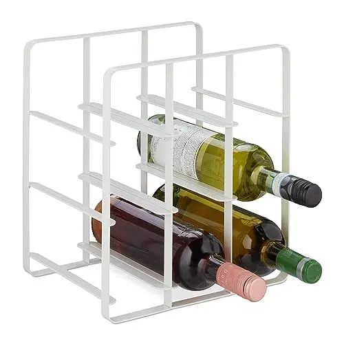 Produktbild: Relaxdays Weinregal, 9 Flaschen, Eisen pulverbeschichtet, Weinhalter stehend, Küche & Bar, HBT: 30 x 27,5 x 20 cm, weiß
