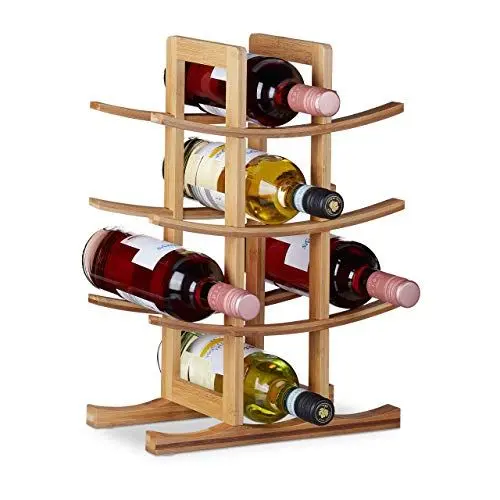 Produktbild: Relaxdays Weinregal Bambus, kleiner Weinständer für 12 Flaschen, 4 Ebenen, liegend, freistehend, HBT 42,5x30x16cm, natur