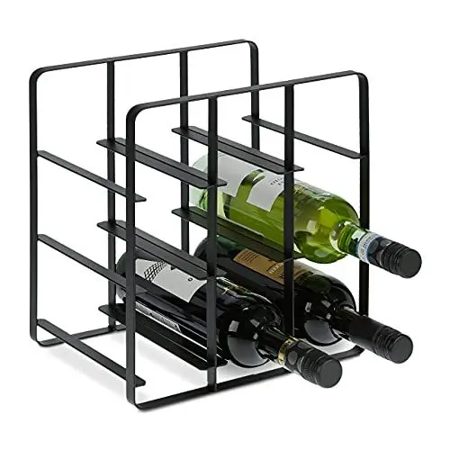 Produktbild: Relaxdays Weinregal Metall, 9 Flaschen, Weinhalter, HBT 30,5 x 27,5 x 20 cm, Weinständer für Küche & Wohnzimmer, schwarz