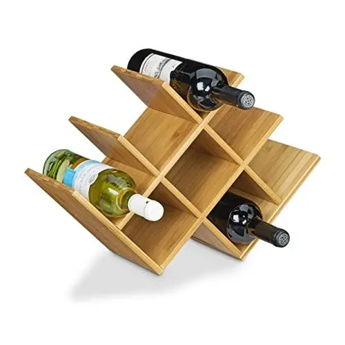 Produktbild: Relaxdays Weinregal aus hochwertigem Bambus H x B x T: 31,5 x 47 x 16,5 cm Flaschenhalter für bis zu 8 Flaschen Flaschenregal Holz Weinflaschenhalter, dekorativ, Natur