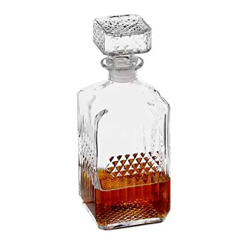 Produktbild: Relaxdays Whisky Karaffe, Glas, Dekanter für Whiskey, Cognac, Rum, Gin, 900 ml, Schnaps Karaffe Heimbar, transparent 10027876