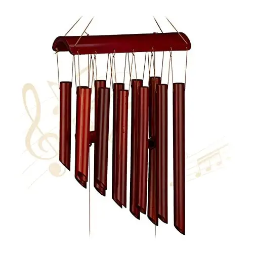 Produktbild: Relaxdays Windspiel Bambus, Klangspiel, Hängedeko für draußen & drinnen, Warmer Klang, Windorgel, HxB: 60 x 21 cm, braun
