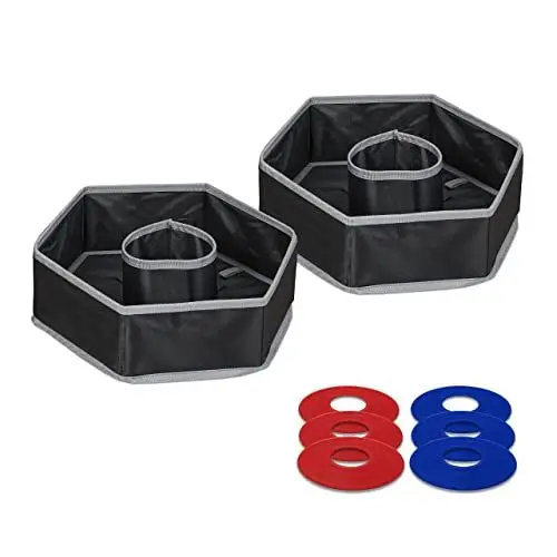 Produktbild: Relaxdays Wurfspiel Washer Toss, 6 Scheiben, 2 Ziele, Kinder & Erwachsene, Outdoor Spielzeug für Garten & Strand, bunt