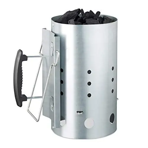 Produktbild: Relaxdays XL Anzündkamin, aus Stahl, Grillkohleanzünder für BBQ, Kamin, Grills, HxD: 30 x 19 cm, Grillstarter, Silber