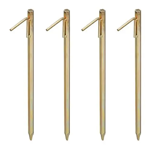 Produktbild: Relaxdays XXL Bodenanker 4er Set, Erdanker für Harte Böden, 50cm, Camping, zum Einschlagen, Stahl galvanisiert, Gold