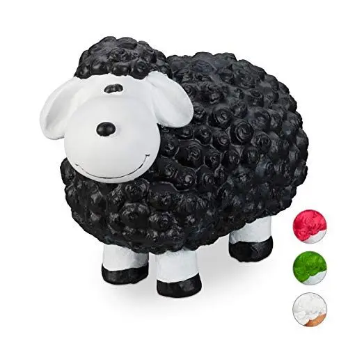 Produktbild: Relaxdays XXL Gartenfigur Schaf, Tierfigur, wetterfest, handbemalte Gartendeko, innen & außen, Keramik, 44 cm, schwarz