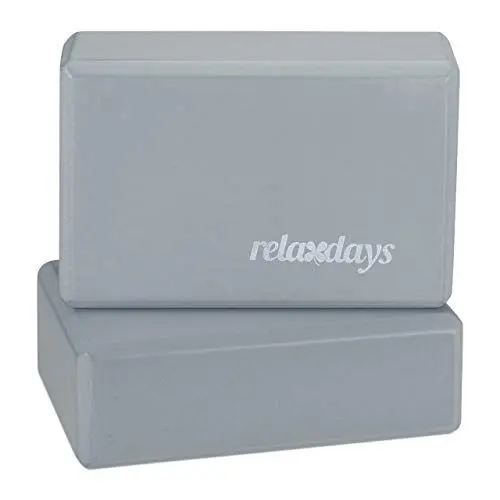 Produktbild: Relaxdays Yogablock 2er Set, Klötze für Übungen, Hartschaum, Rutschfest, Würfel HBT: 8x23x15 cm, Grau