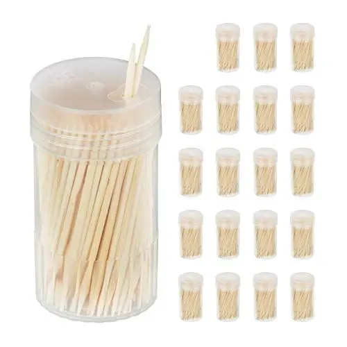 Produktbild: Relaxdays Zahnstocher Holz 4000er Set, Zahnhölzer dünn, für Zahnhygiene, Häppchen & Basteln, Zahnhölzchen, 6,5 cm, natur