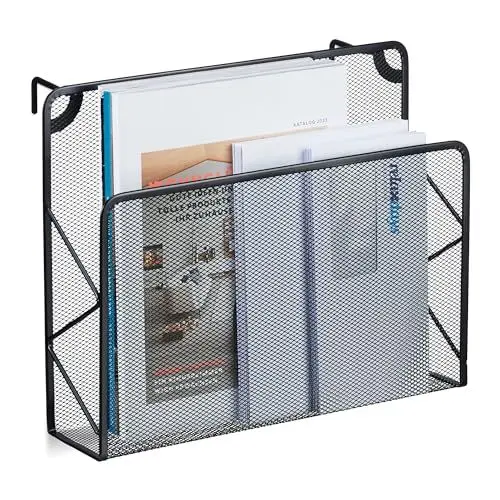 Produktbild: Relaxdays Zeitschriftenhalter Wand, Zeitungsablage hängend, Wandkorb, HBT 28x35,5x10 cm, Magazinhalter, Metall, schwarz