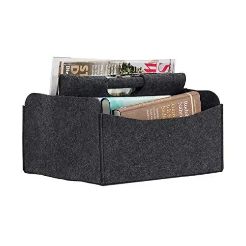 Produktbild: Relaxdays Zeitungskorb aus Filz, H x B x T: 22 x 31 x 29 cm, 2 Fächer, mit Griff, faltbarer Zeitungsständer, anthrazit