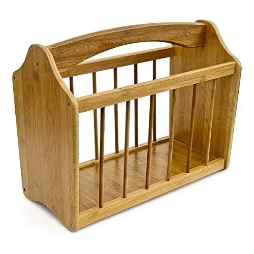 Produktbild: Relaxdays Zeitungsständer aus robustem Bambus mit Henkel als platzsparender Magazinhalter mit Tragegriff zum Transportieren für Zeitungen, Zeitschriften, Kreuzworträtsel HBT: 33 x 42 x 21 cm, natur