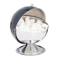 Produktbild: Relaxdays Zuckerdose, mit Rolldeckel, glänzender Edelstahl, für Zucker & Süßigkeiten, Bonbondose, Zuckerkugel, schwarz, 1 Stück