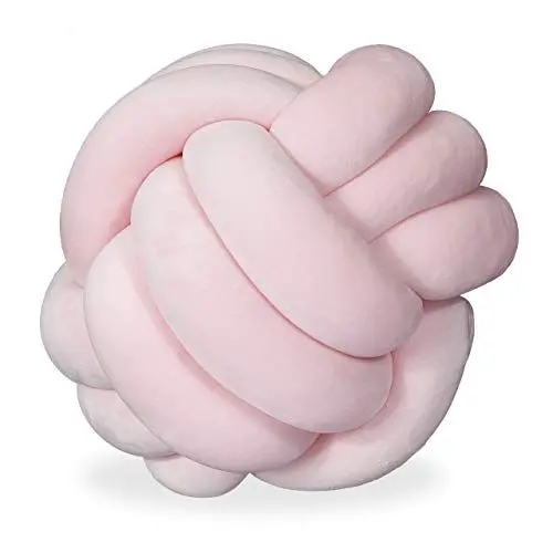 Produktbild: Relaxdays cuscino a gomito Knotenkissen, geknotetes Kissen für Sofa, Bett, dekorativ, skandinavisch, Zierkissen Knoten, Ø 25 cm, rosa, Polyester, Schaumstoff, 1 Stück (1er Pack)