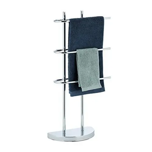 Produktbild: Relaxdays, dreiarmig, Silber Handtuchhalter Chrom, Halbrunder Fuß, Handtuchständer freistehend, Metall, HBT: 83x40x18 cm