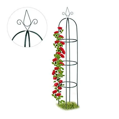 Produktbild: Relaxdays, dunkelgrün Rankhilfe, rund, freistehend, Rosen, Tomaten, Wein, Garten, wetterfest, XL Rankobelisk, H: 200 cm, Dome, 10026251, Rankhilfe Dome