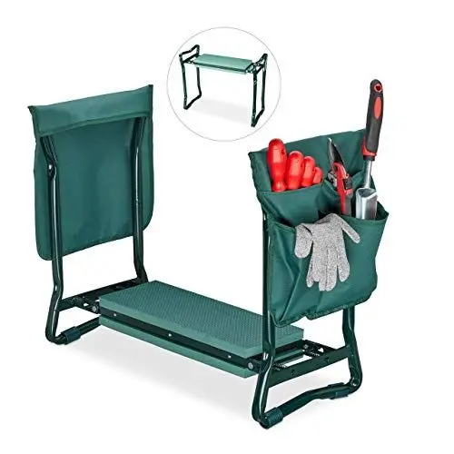Produktbild: Relaxdays, grün Kniebank, weiches Kniekissen, 2 Taschen, klappbar, Kniehilfe Gartenarbeit, bis 150 kg, HBT 50x60x27,5cm, EVA, Gartenbank