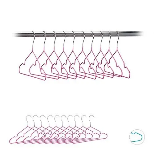 Produktbild: Relaxdays, pink Kinderkleiderbügel im 20er Set, platzsparende Drahtbügel, Babybügel mit Kerben, PVC-beschichtet, 30 cm, Verchromtes Eisen, 20