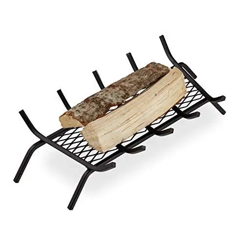Produktbild: Relaxdays, schwarz Kaminrost, eckig, Stahl, Kamin & Grillkamin, massiv & robust, Feuerrost mit Füßen, HBT: 17x69x34 cm, 17 x 69 x 34 cm, Xl
