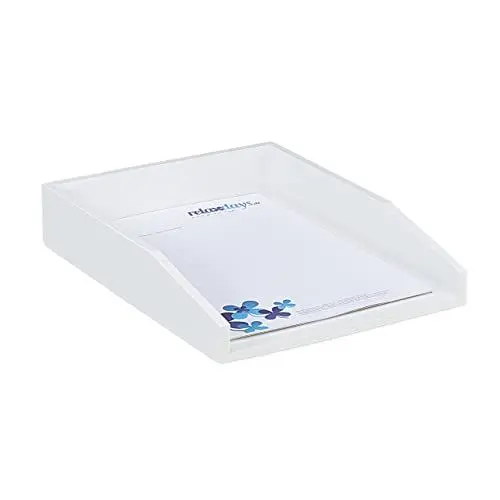 Produktbild: Relaxdays Dokumentenablage, stapelbar, DIN A4 Papier, Büro, Schreibtisch, Briefablage aus Bambusholz, 6x25x33 cm, weiß