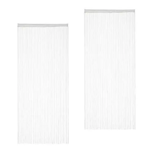 Produktbild: Relaxdays Fadenvorhang weiß, 2er Set, kürzbar, mit Tunneldurchzug, für Türen & Fenster, Fadengardine, 90x245 cm, White
