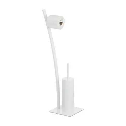 Produktbild: Relaxdays weiß, Garnitur, Toilettenpapierhalter, Bürste, WC-Bürstenhalter, hygienisch, HxBxT: 78x29x20 cm, White, Standard
