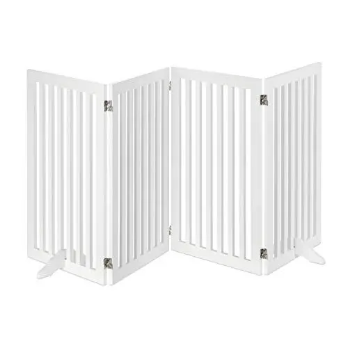 Produktbild: Relaxdays Absperrgitter, HxB: 91,5 x 204,5 cm, 4 Panel, faltbar, mit Füßen, verstellbares Hunde Schutzgitter, MDF, weiß