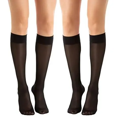 Produktbild: Relaxsan Basic 850P (2 Paare - Schwarz 4/XL) Kniestrümpfe Damen 22-27 mmhg vorbeugend abgestufter Kompression 140 Den PLUS