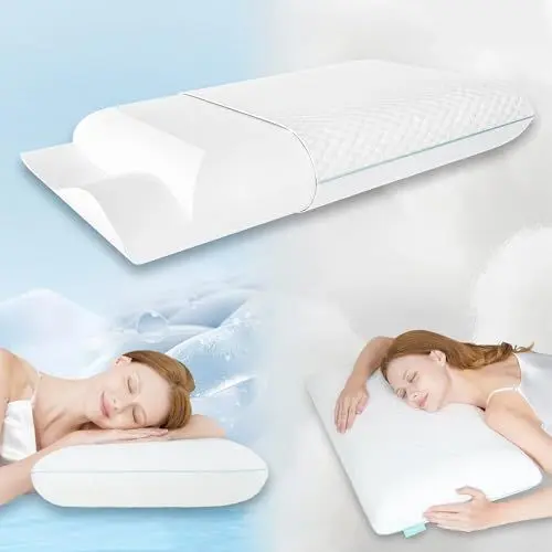 Produktbild: Releep Memory Foam Kopfkissen 70x40cm, 2 Härte Orthopädisches Kissen, Nackenstützkissen Seitenschläfer, Ergonomisches Kissen für Rückenschläfer, Kissen Nackenschmerzen mit Waschbarer Kissenbezug
