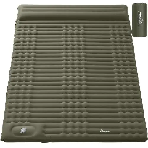 Produktbild: Relefree Isomatte Outdoor 2 Personen 140x200 cm Ultra-Größen Aufblasbare mit Fußpresse - Doppel Luftmatratze Verbesserte Camping Wasserdicht - Schlafmatte für Outdoor Wandern Backpacking