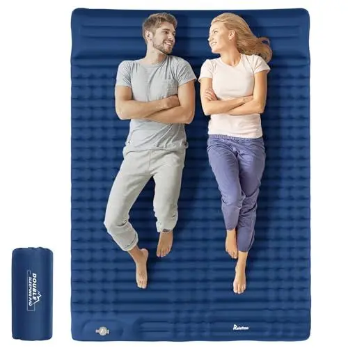 Produktbild: Relefree Isomatte Outdoor 2 Personen 140x200 cm Ultra-Größen Aufblasbare mit Fußpresse - Doppel Luftmatratze Verbesserte Camping Wasserdicht - Schlafmatte für Outdoor Wandern Backpacking