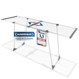Produktbild: RELLINGER® Wäscheständer ausziehbar (20M TROCKENLÄNGE) - Wäscheständer hoch - Premium Wäschetrockner Ständer - Faltbarer Wäscheständer XXL - ausziehbarer Wäscheständer - Standtrockner rutschfest
