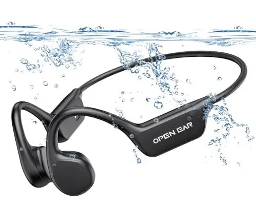 Produktbild: Relxhome Knochenschall Kopfhörer, Kopfhörer Schwimmen Eingebaute 32GB Speicher, MP3 Sport Kopfhörer Bluetooth 5.4, IPX8 Wasserdicht, Open Ear Kopfhörer für Schwimmen Laufen, 10 Stunden Spielzeit