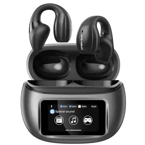 Produktbild: Relxhome Open Ear Kopfhörer, Clip On Kopfhörer, HiFi Sport Kopfhörer mit 4 Mic, Open Ear kabellose Earbuds, 50 Stunden Laufzeit, Kopfhörer Bluetooth 5.3 für Fitness/Reiten