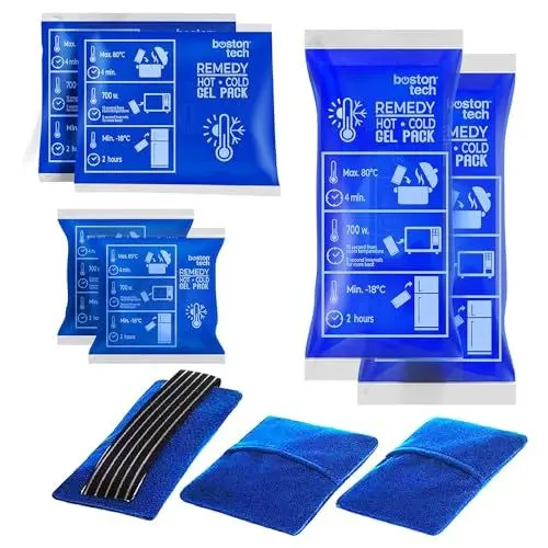 Produktbild: REMEDY Kühlpads für heiß und kalt. 6 Beutel in verschiedenen Größen. 3 Stoffbezüge mit Band. Ideal zur Behandlung von Schmerzen und Verletzungen. Wiederverwendbarer Kühlschrank und Mikrowelle.