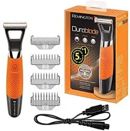 Produktbild: Remington Barttrimmer Herren Durablade MB050 (Rasierer 0,2 mm + 4 Autsteckkämme, Nass-& Trockenanwendung, Lithium Akkubetrieb, USB-Ladefunktion inkl.Kabel+Netzstecker) Bartschneider