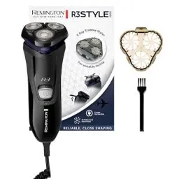 Produktbild: Remington Elektrischer Rasierer Herren (Trocken-Rasierapparat) R3 (Netzbetrieb, Comfort Detailtrimmer + Langhaarschneider + 3-Tage-Bart-Aufsatz) Rotationsrasierer R3002