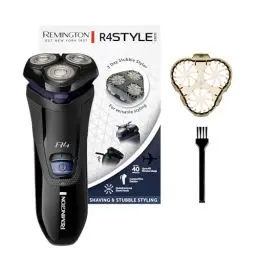 Produktbild: Remington Elektrischer Rasierer Herren (Trocken-Rasierapparat) R4 (Akkubetrieb, Comfort Detailtrimmer + Langschaarschneider + 3-TageBart-Aufsatz) Rotationsrasierer R4002
