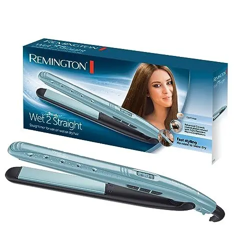 Produktbild: Remington Glätteisen Wet2Straight (für Nass- und Trockenanwendung -zum Trocknen und Glätten der Haare, Hitzeaktivierten Anti-Frizz-Mikrowirkstoffe), LCD-Display, 140-230°C, Haarglätter S7300