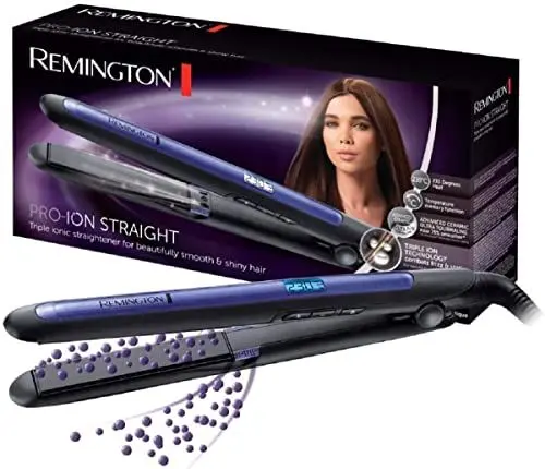 Produktbild: Remington Glätteisen (dreifache Ionen-Technologie: weniger Frizz & statische Aufladung) Pro-Ion (Ultra-Turmalin-Keramikbeschichtung, LCD-Display,150-230°C,Temp.-Boost-Funktion) Haarglätter S7710