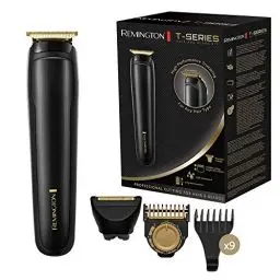 Produktbild: Remington Haarschneidemaschine T-Series 2in1: Barttrimmer & Haarschneider (T-Präzisionstrimmer, 9 Aufsteckkämme 1,5-25mm + verstellbarer Bartschneider Aufsteckkamm + Rasierer -Aufsatz) MB7050, Schwarz