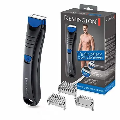 Produktbild: Remington Haartrimmer Intimbereich & Körper (hautfreundlich & sicher bis 0,2mm ohne Hautirritationen) 2 Klingen, 100% wasserfest inkl 3 Aufsteckkämme (2,4,6mm) Haarschneidemaschine, Rasierer, BHT250, Schwarz