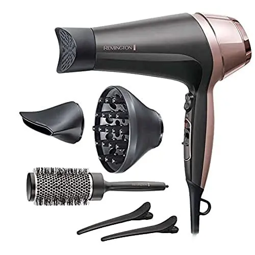 Produktbild: Remington Haartrockner Ionen (Locken & Wellen & Glatt) Curl-Straight (2200W, inkl 3 Stylingaufsätze: konisch & Locken-Stylingdüse & Diffusor, 45mm Rundbürste & Klammern, 3 Heiz-& 2 Gebläsestufen)D5707