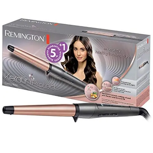 Produktbild: Remington Lockenstab (kegelförmig 19-28mm) Keratin Protect (hochwertige Keramikbeschichtung mit & Mandelöl) -Digitales-Display bis 210°C, natürliche Locken, Spirallocken & Beach Waves, CI83V6