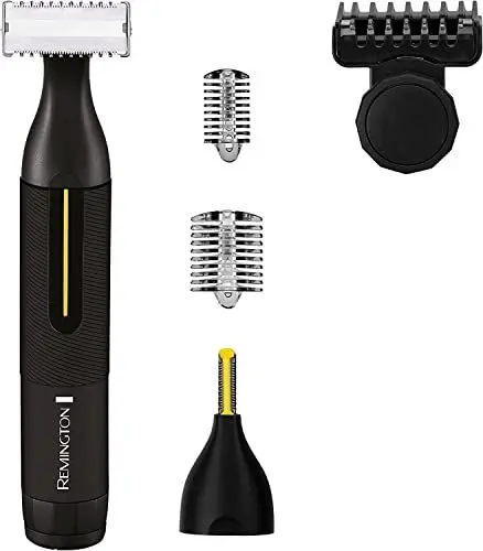 Produktbild: Remington Multi- Haarschneidemaschine (Barttrimmer, Körper-, Ohren-& Nasenhaartrimmer) Omniblade HG4001 (Rasierer 0,15 mm + Mikrotrimmer & Kämme, USB-Ladefunktion, 100% wasserdicht)