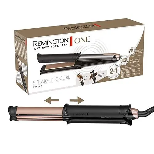 Produktbild: Remington ONE Glätteisen & Lockenstab (2in1 Multistyler) Glätt-/ Lockenmodus mit zuschaltbarer beheizter Außenfläche, 150-230°C, digitales Display, Haarglätter S6077