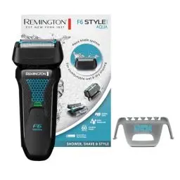 Produktbild: Remington Rasierer Herren Elektrisch F6 Aqua (Nass- & Trocken- Rasierapparat, 100% Wasserdicht, ausklappbarer Detail- & Langhaarschneider, 60 Min Lithium Akku, USB Ladefunktion) Folienrasierer F6000