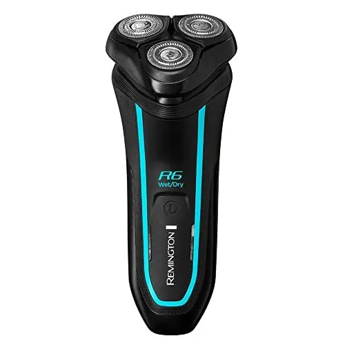 Produktbild: Remington Rasierer Herren Elektrisch R6 Aqua (Nass- & Trocken- Rasierapparat, 100% Wasserdicht, ausklappbarer Detail- & Langhaarschneider, 60 Min Lithium Akku,USB Ladefunktion) Rotationsrasierer R6000