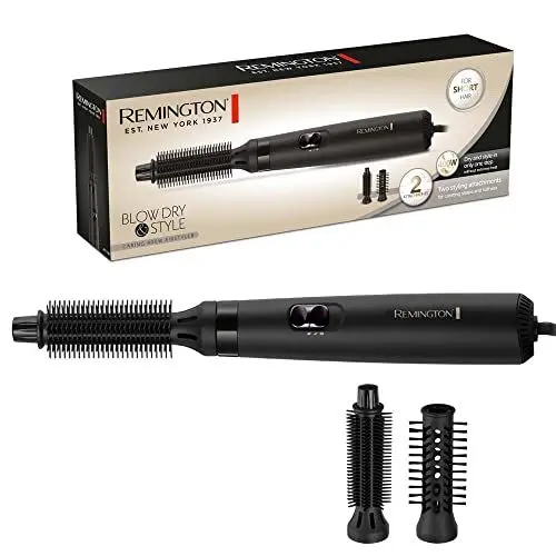 Produktbild: Remington Warmluftbürste (inkl. 2 Aufsätze: 19mm & 25mm Rundbürste) Blow Dry&Style (trocknet & stylt für Form & Fülle ideal bei kurzem Haar) 2 Heiz-&Gebläsestufen, Airstyler AS7100, Schwarz