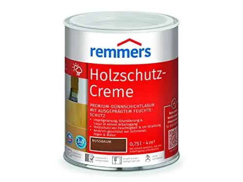 Produktbild: Remmers Holzschutz-Creme 3in1 nussbaum, 0,75 Liter, tropffreie Holzlasur für aussen, 3in1: Imprägnierung, Grundierung & Lasur in EINEM Arbeitsgang
